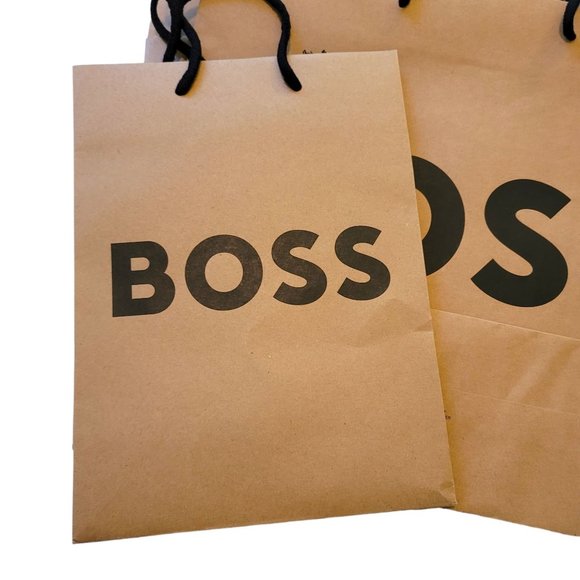 Hugo Boss Shopping Bags White Brown Set of 8 Signature Reusable Gift Prop VR208 - Picture 10 of 16